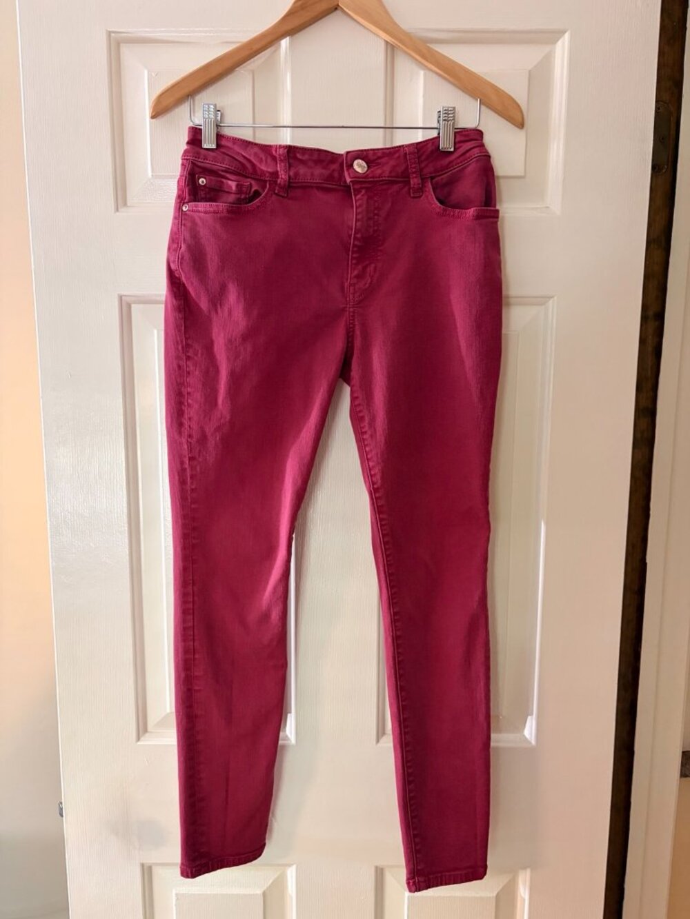 Warp + Weft JFK NYC Skinny Jeans Sangria (color) Size 6 Stretch Mid Rise